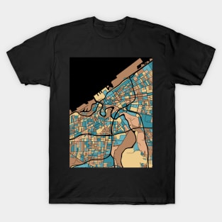 Cleveland Map Pattern in Mid Century Pastel T-Shirt